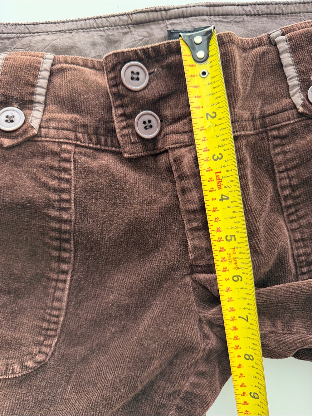 Aziz brown corduroy cargo pants straight Low Rise flap pockets vintage Y2K Small - Picture 5 of 7